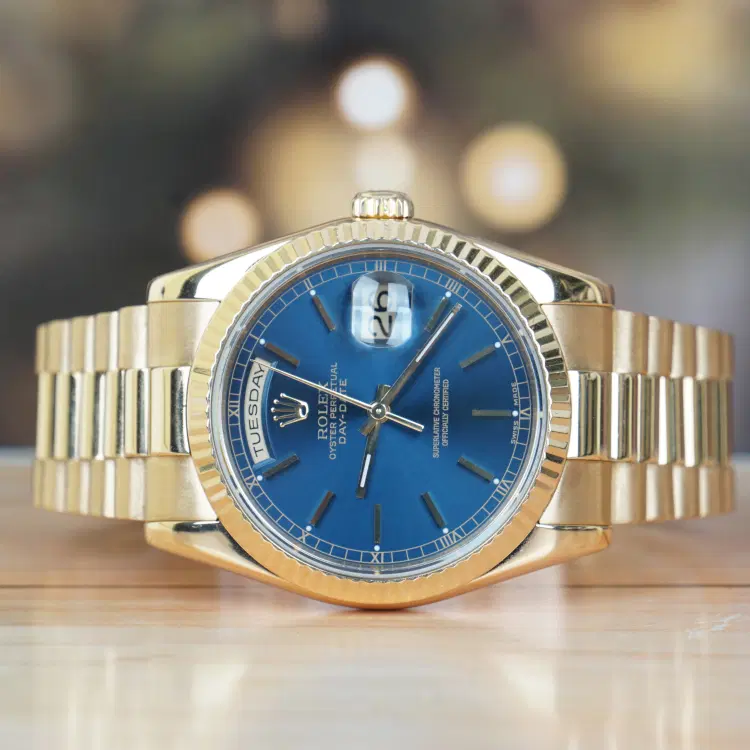 Rolex Day-Date 36 MM Yellow Gold Blue Dial Automatic-Hover-Image