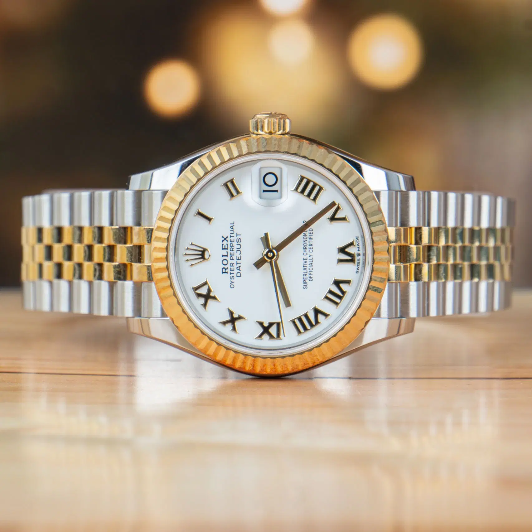 Rolex Datejust 31 MM White Roman Dial Steel and Gold Strap Ladies Automatic Full Set 2024