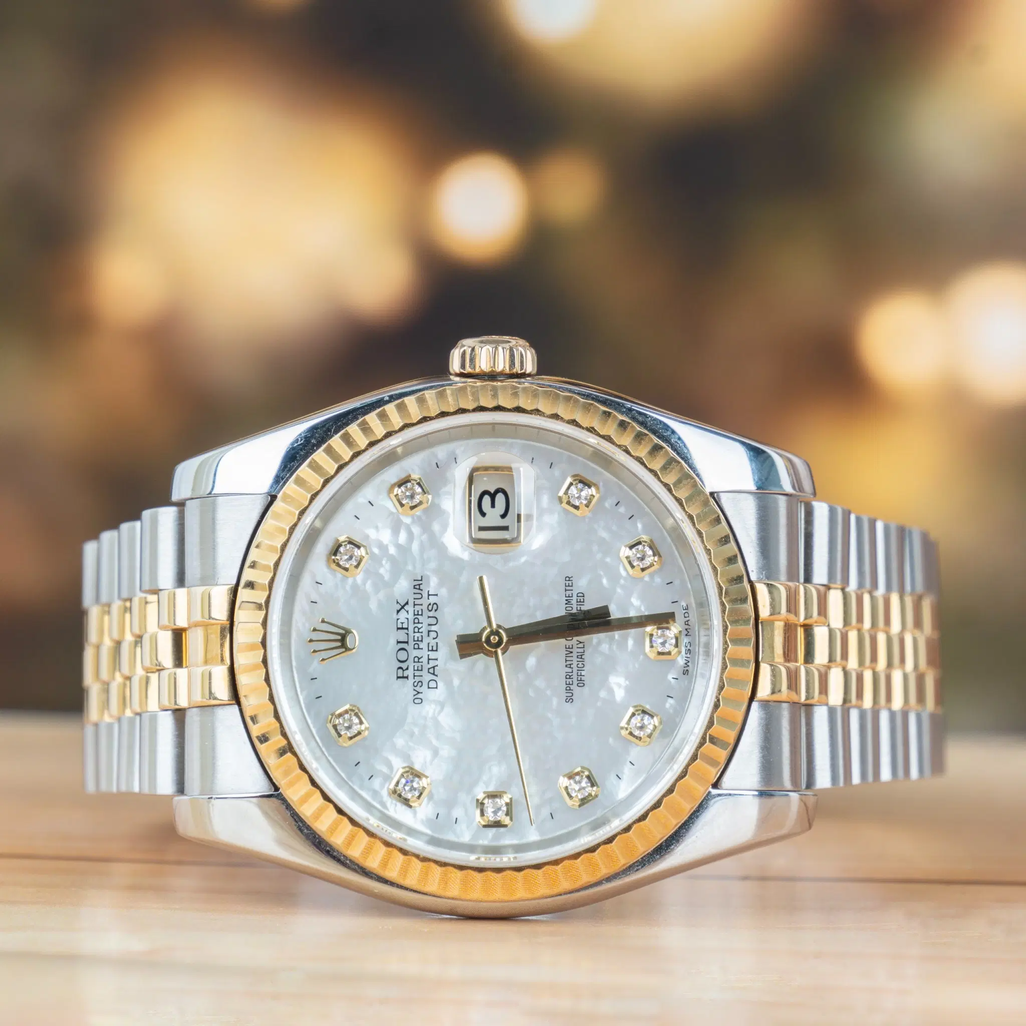 Rolex Datejust 36 Steel & Gold With MOP Diamond Dial