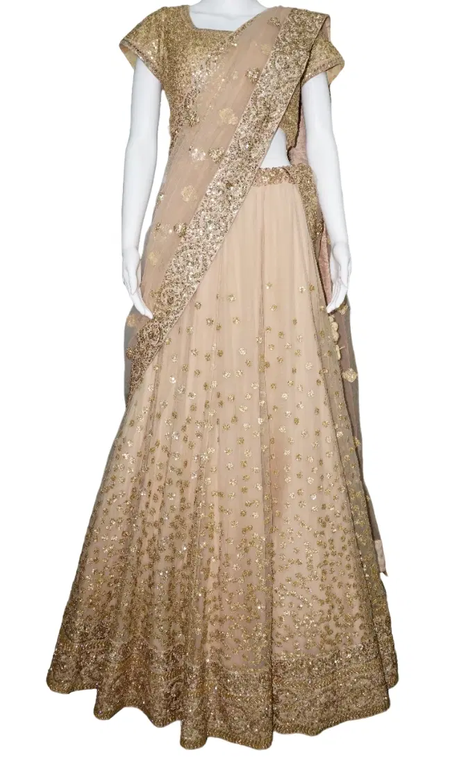 Sabyasachi Peach Embroidered Lehenga,Size M