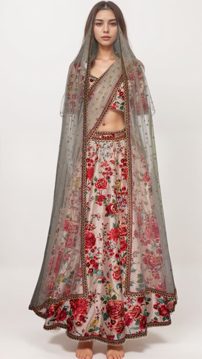 Sabyasachi Floral Bridal Lehenga-Hover-Image