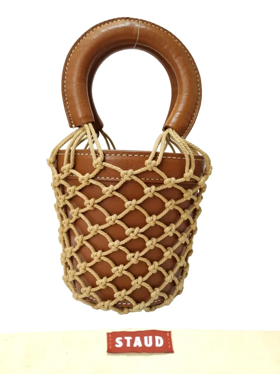 STAUD Moreau Brown Leather Bucket Bag