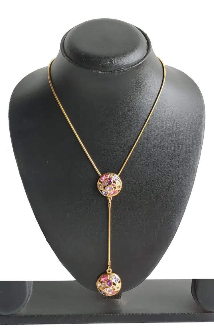 Swarovski Multicolor Stones Round Pendant Necklace-Hover-Image