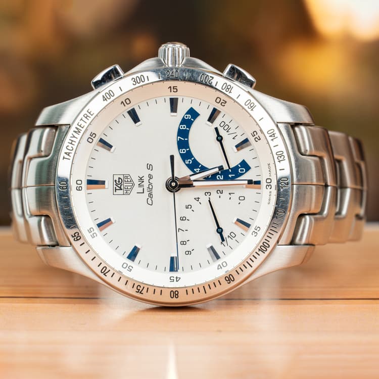 Tag Heuer Link Calibre S 42 MM Chronograph Silver Dial Watch-Hover-Image