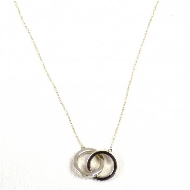 Tiffany & Co. 925 Sterling Silver Double Ring Pendant Necklace-Hover-Image