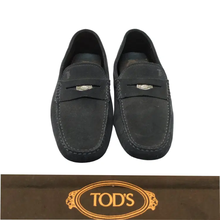 Tods Navy Suede Gommino Penny Loafers-Hover-Image