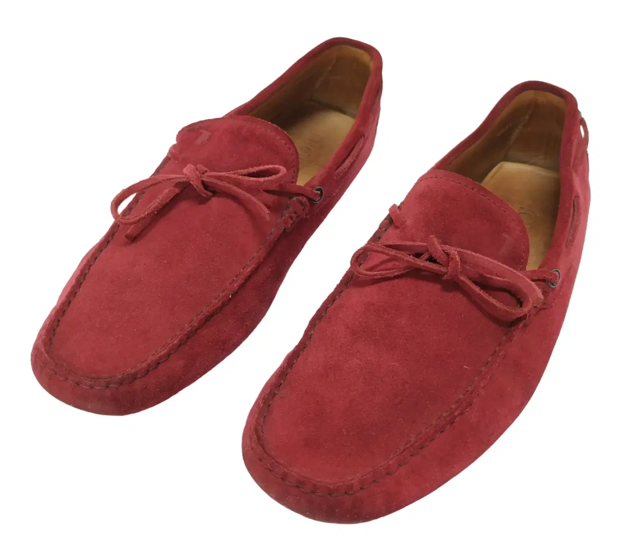 Tods Red Suede Leather Laccetto Knot Driver Loafer
