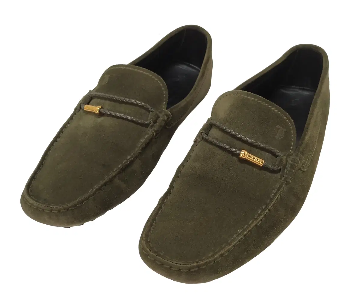 Tods Green Suede Slip On Loafers