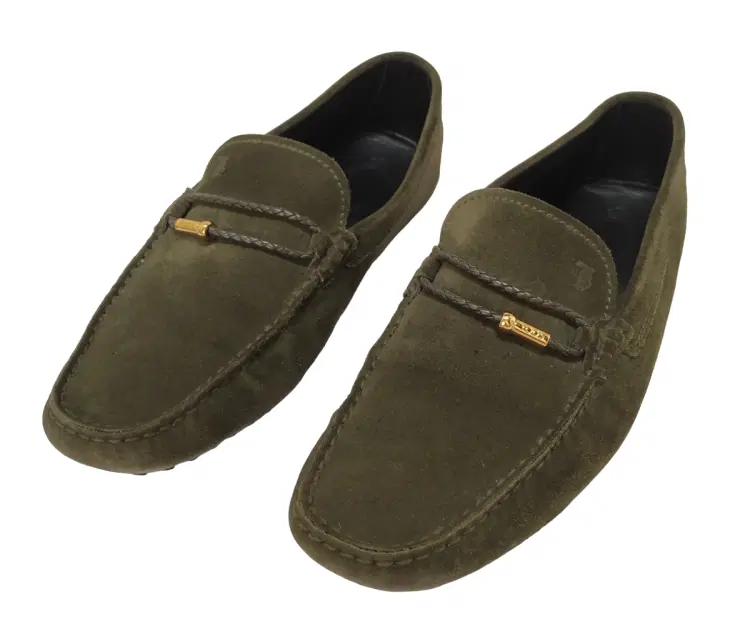 Tods Green Suede Slip On Loafers-Hover-Image