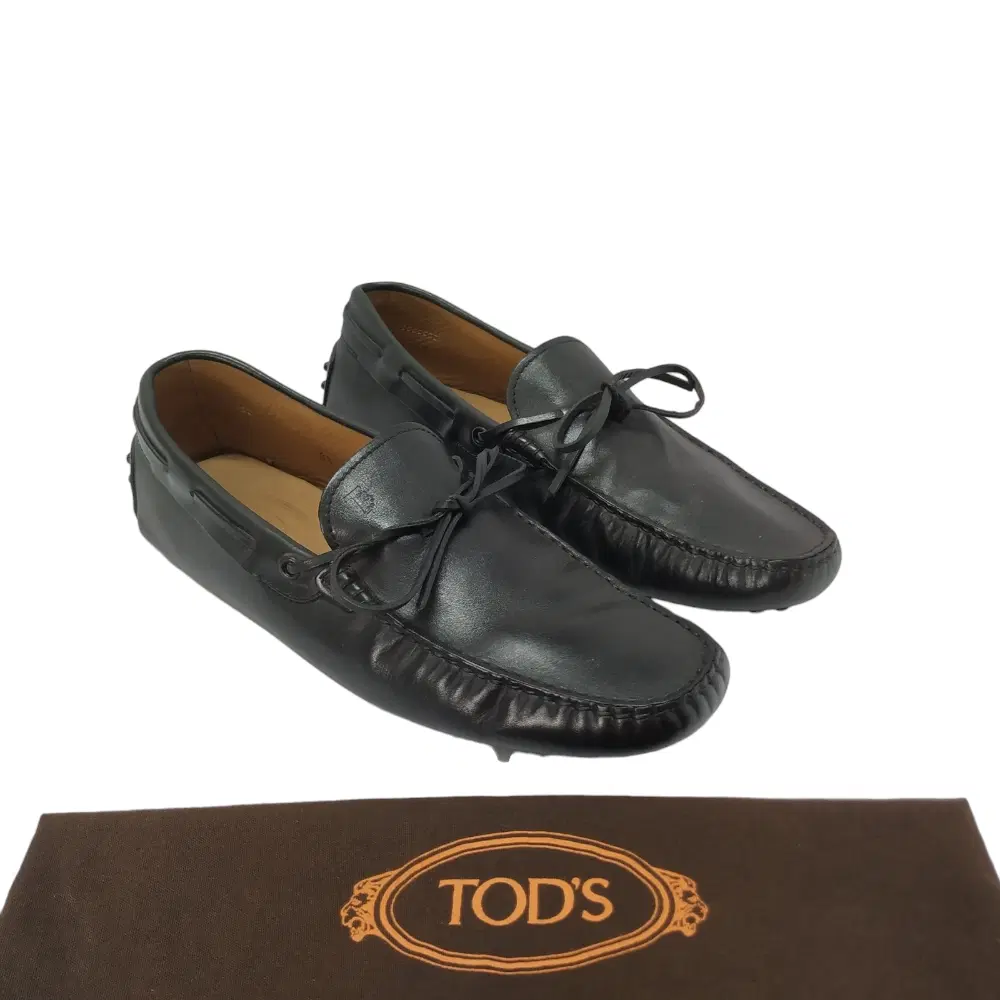 Tods Black Leather Slip on Loafers