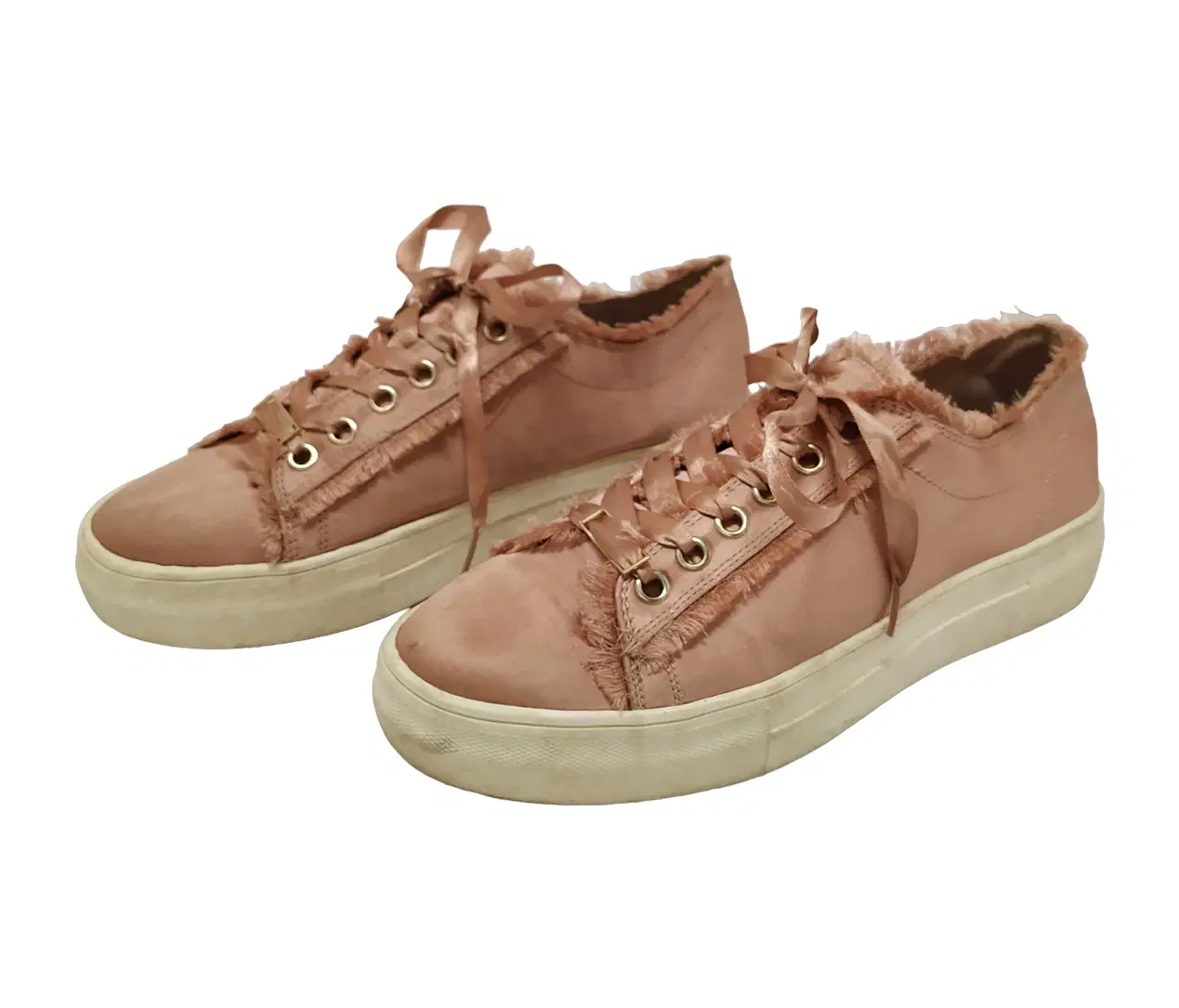 Topshop Pink Satin Lace Up Platform Sneakers