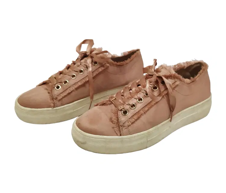 Topshop Pink Satin Lace Up Platform Sneakers-Hover-Image