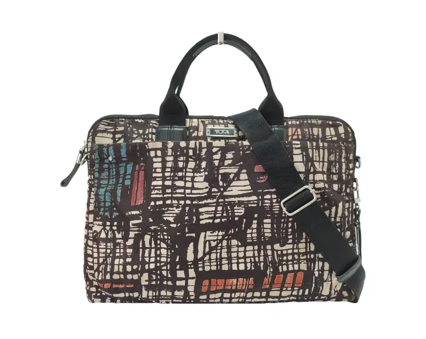 Tumi Modern Patterned Fabric Tote with Black Leather