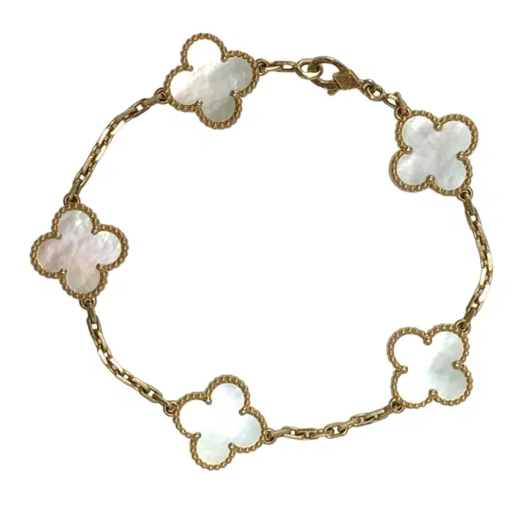 Van Cleef & Arpels Alhambra 5 Motif MoP 18k Yellow Gold Bracelet-Hover-Image