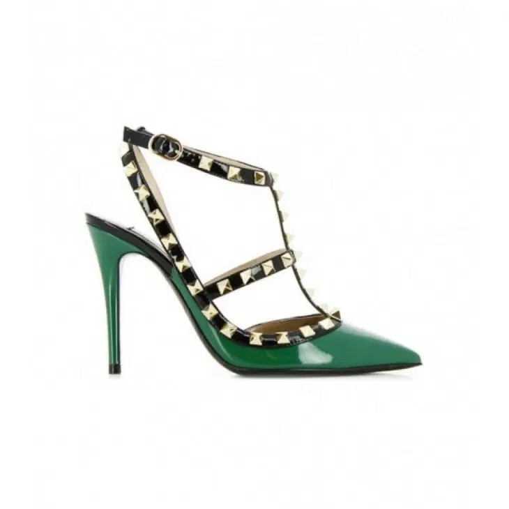 Valentino Emerald Green Rockstud Heels-Hover-Image