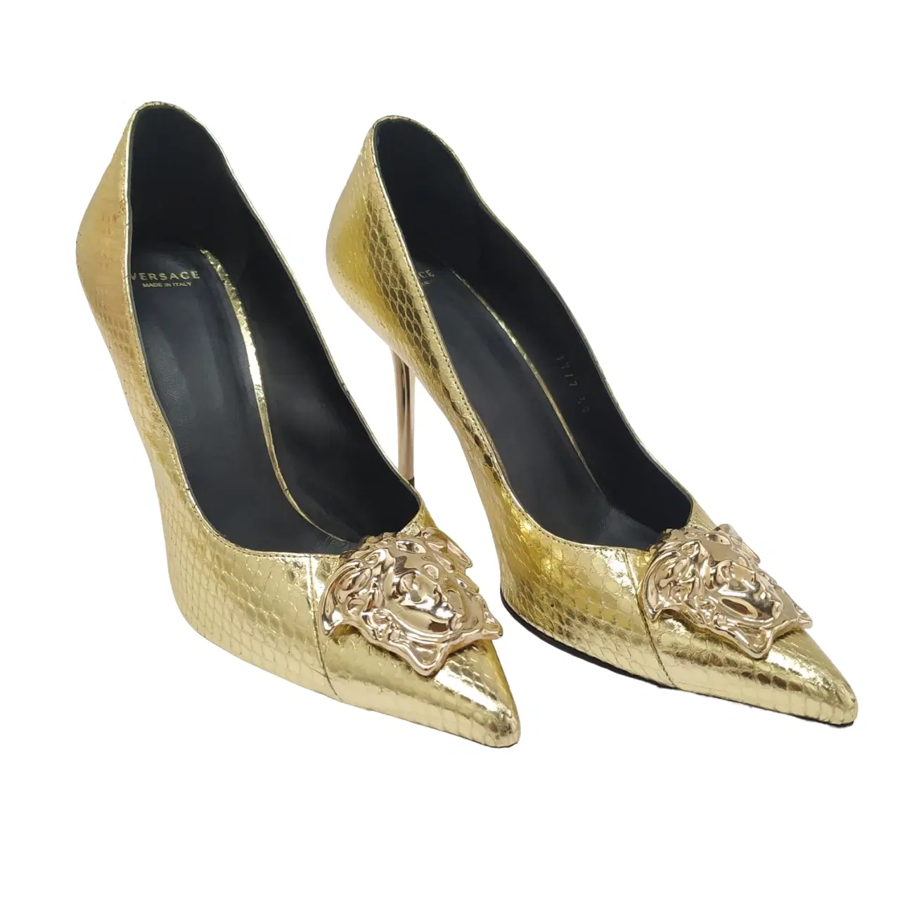 Versace Medusa Gold Python Platform Pumps