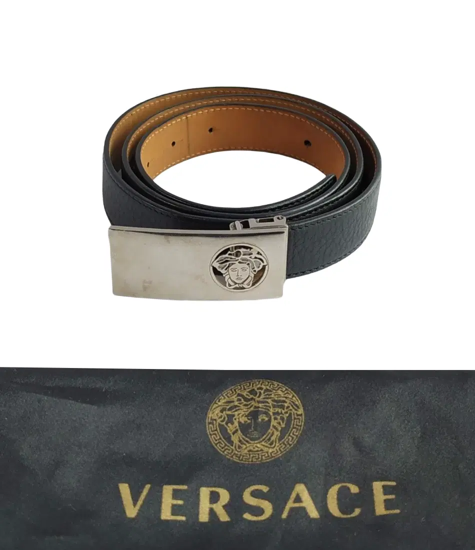 Versace Medusa Buckle Square Leather Belt