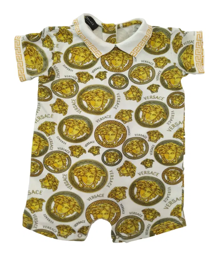 Versace Baby Gold Medusa Bodysuit Romper-Hover-Image