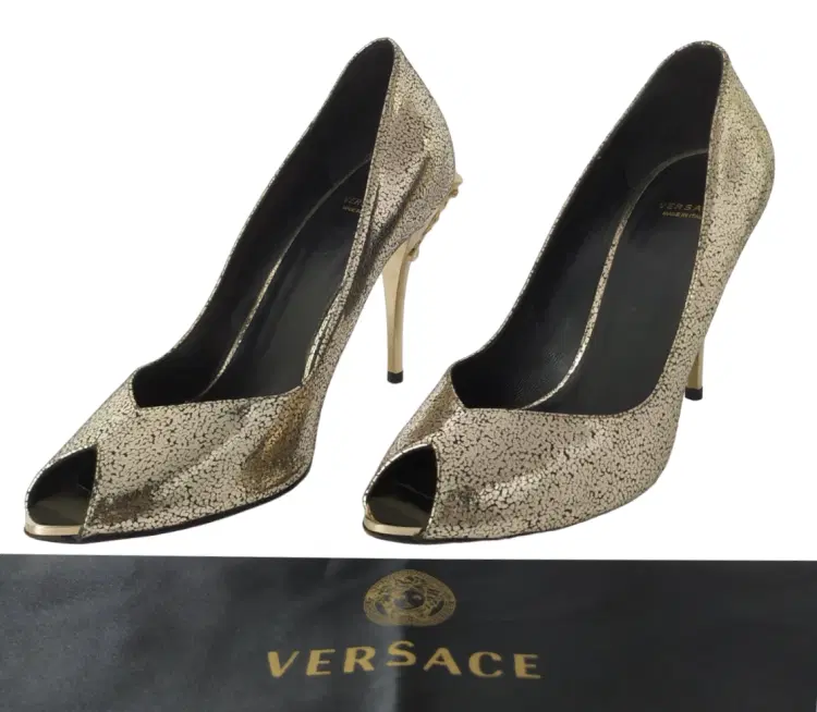 Versace Medusa Gold Open Toe High Heels Pumps-Hover-Image
