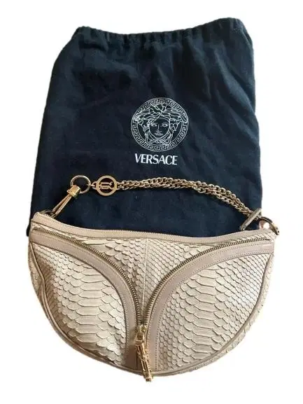 Versace Croc Embossed Small Shoulder Bag-Hover-Image