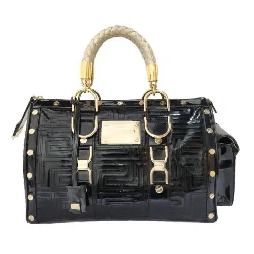 Versace Quilted Snap Out Of It Patent Leather Satchel