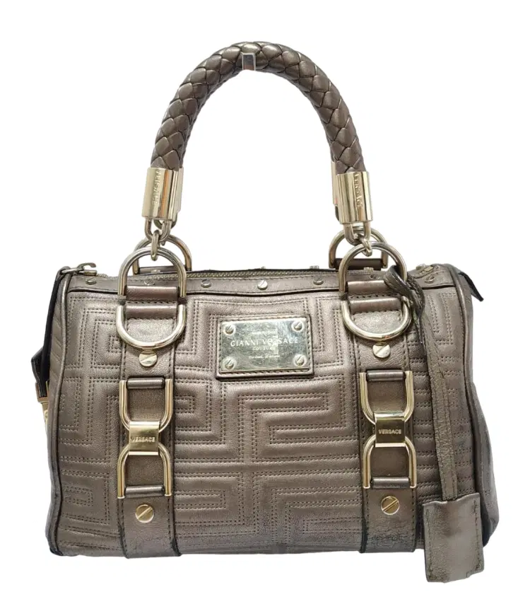 Gianni Versace Couture Leather Greca Quilt Doctor Handbag-Hover-Image
