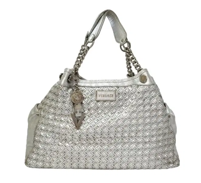 Versace Leather Woven Shoulder Bag