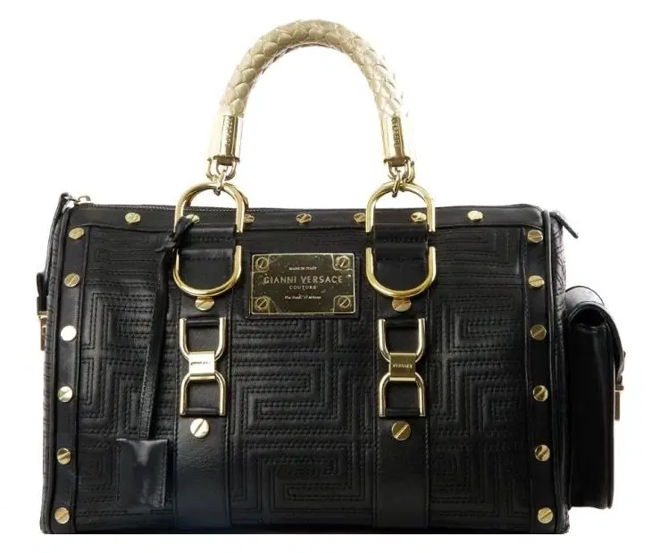 Versace Quilted Snap Out Of It Patent Leather Satchel-Hover-Image