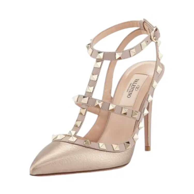 Valentino Garavani Rockstud Metallic T-Strap Pump-Hover-Image