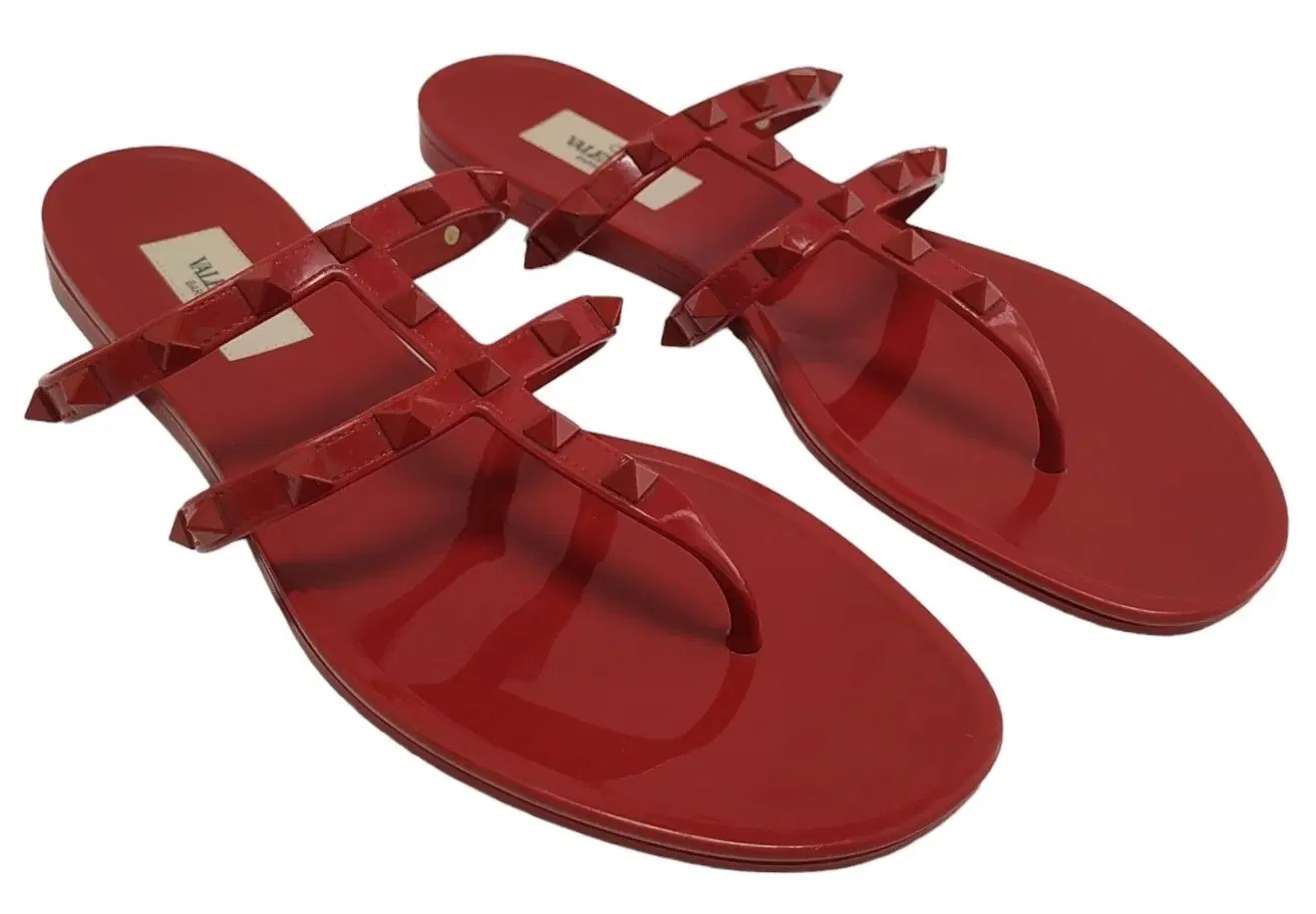Valentino Rockstud Red Rubber Jelly PVC Flats,Size 39