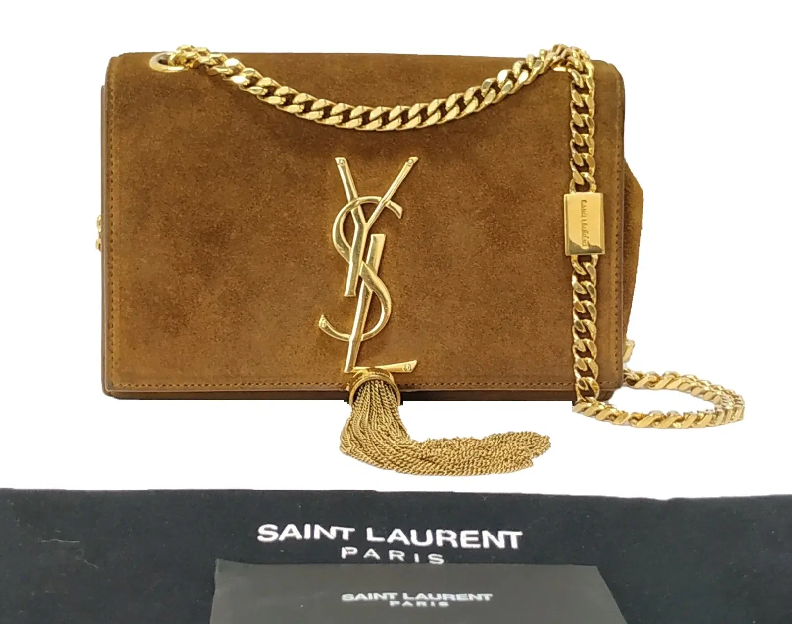 Saint Laurent Suede Classic Monogram Kate Tassel Small Bag
