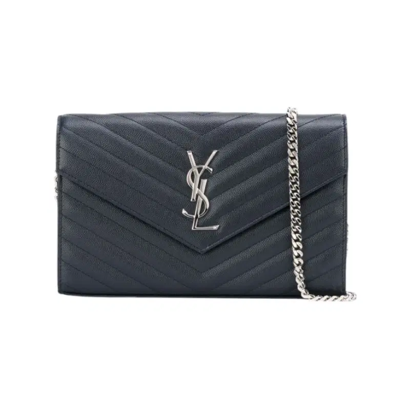 Saint Laurent Dark Blue Monogram Shoulder Bag