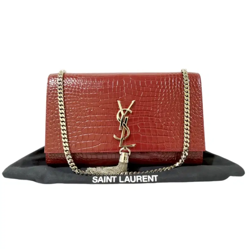 Saint Laurent Crocodile Embossed Calfskin Leather Kate Tassel Bag