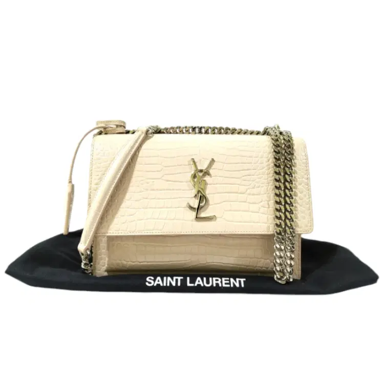Saint Laurent Sunset Medium Croc-effect Leather Shoulder Bag-Hover-Image